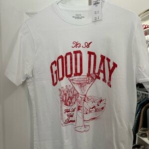 Abercrombie & Fitch White Tee with Red Graphic